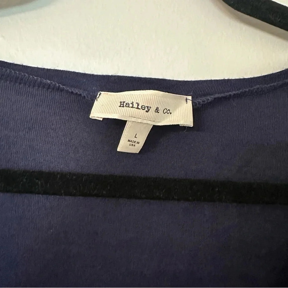 Hailey & Co Women’s Long Sleeve Navy Blue Jersey Scoop Neck Flowy Dress Sz L GUC - Picture 3 of 8